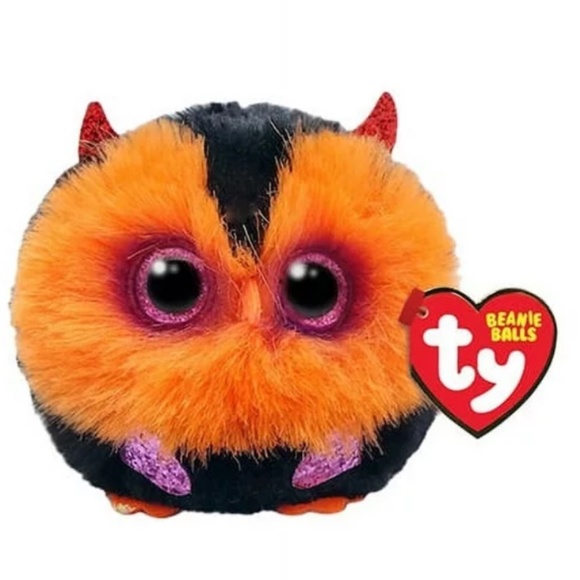 Ty Puffies (Beanie Balls) - WHODINI the 2023 Halloween Orange Owl (3 inch) - Picture 16 of 16